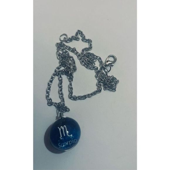 Scorpio BLUE GLOBE ZODIAC STAR SIGN HOROSCOPE NECKLACE - Picture 4 of 9